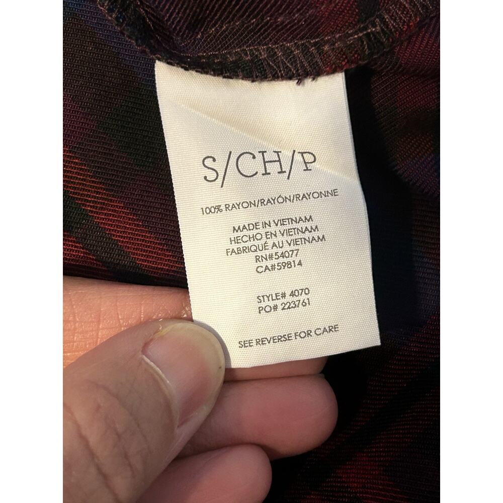 Cabi Red Plaid Rayon Blouse - Women's Regular Size S - Picture 8 of 8